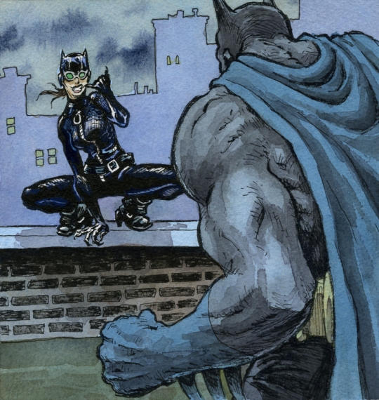 Andy Mitchell's Depiction of Batman and Catwoman Contributed to the AFTERCON 2010 Show in Shel Dorf's Honor