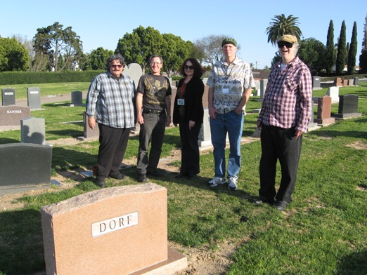 Alongside Shel's Burial Place: from left to right, Greg Koudoulian, Clayton Moore, Wendy All, Mike Towry, and Richard Alf.