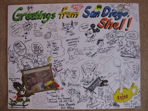 Giant greeting card for Shel Dorf created at Comic-Con International 2009. (Photograph from Matt Lorentz.)
