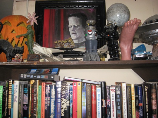 Shel Dorf's painting of Frankenstein's monster on display at the Footnote Books store (courtesy of store owner Troy Beaver)