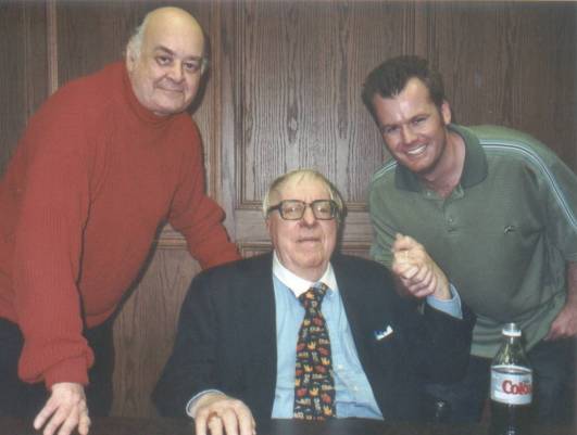 From left, Shel Dorf, Ray Bradbury, and Matt Lorentz at the University of San Diego in 2004 (photo courtesy of Charlie Roberts)